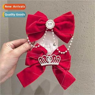 headdress pearl bow Year hairp large girls chain new hanging