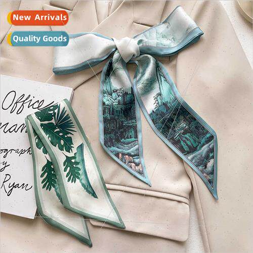 lk scarf female spring fall new fine narrow simulation silk