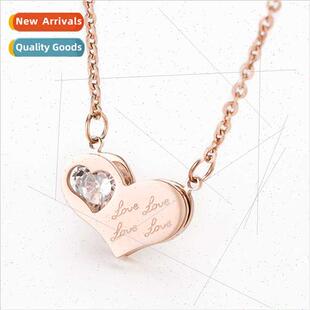 new love gold ins necklace rose fashion zirconium Korea set