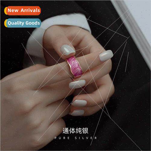S925 lver Monet Garden Vintage terary Enamel Ring Women che