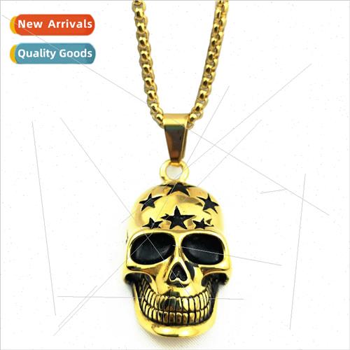 stainless steel men ghost pendant cool star skull necklace a