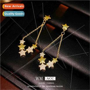 Star Chain Earrings silver Fashion Zirconia che Earri Needle