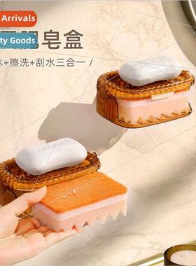 Hibiscus Lemon Soap Box with Sponge Drainer Soap Box without