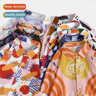 Fashion Shirt Digal Hawaii Printing Draped Beach 2023 Ice