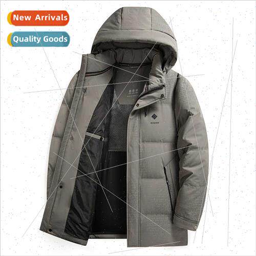 Men down jacket in long 2023 winter new hooded thickened war