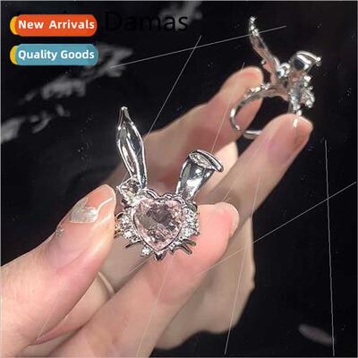 Super flash diamond love sweet cool playful rabb diamond rin