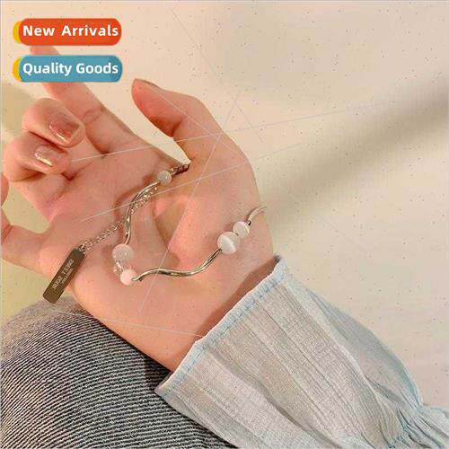 Cool vibe tassel cat eye stone beaded bracelet ins niche col