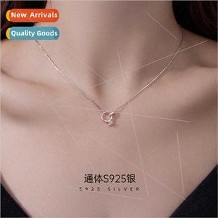 S925 silver double ring ring pendant necklace niche ins cool