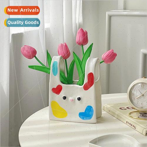 Fresh fun handbag ceramic vase home living room bedroom entr