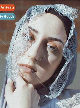 2024 new solid color lace lace scarf small eyelash wrap head