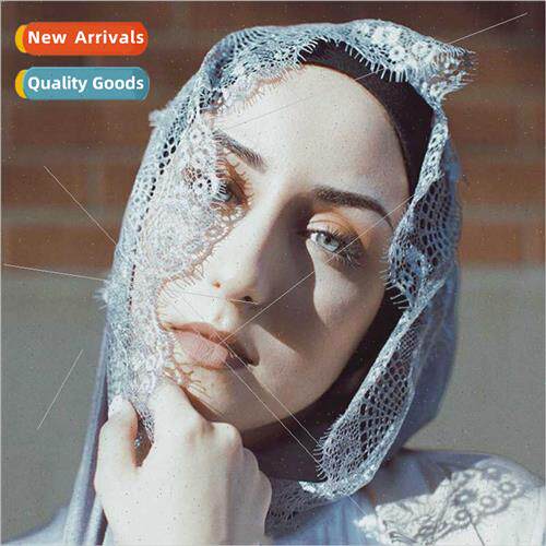 2024 new solid color lace lace scarf small eyelash wrap head