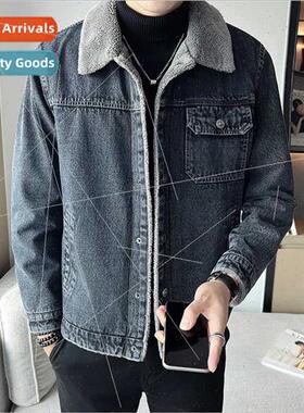 Autumn winter padded denim jacket tide men American workwear
