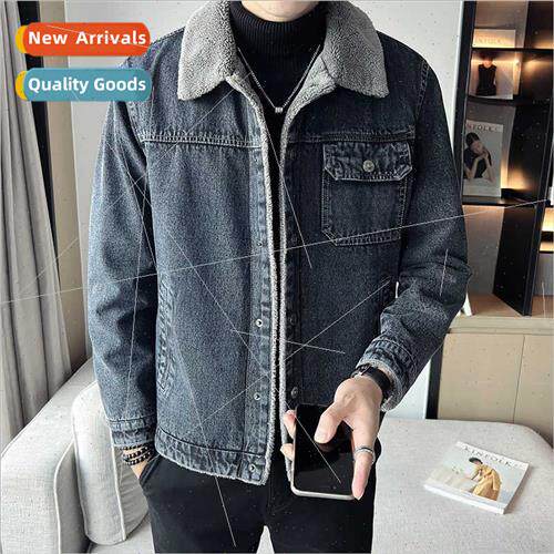 Autumn winter padded denim jacket tide men American workwear