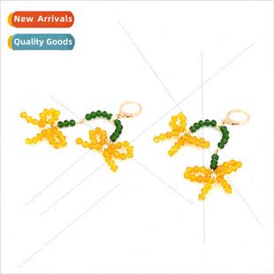 woven beaded glass Japan fashion hand earrings persona Korea