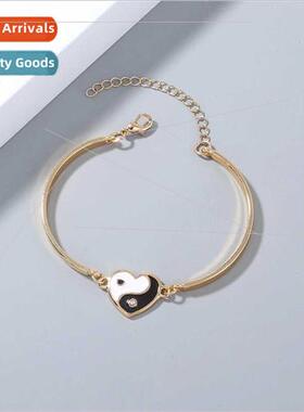 Heart-shaped round taiji black whe metal elbow bracelet simp