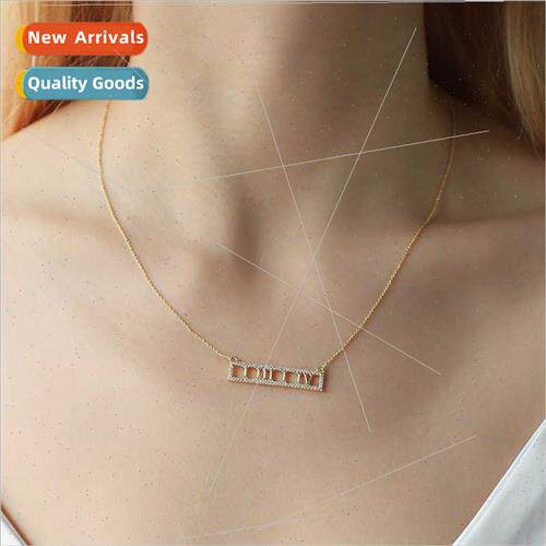 New copper plated inlaid zirconium geometric necklace female