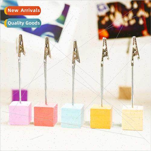 Colorful wooden square message clip iron note clip note clip