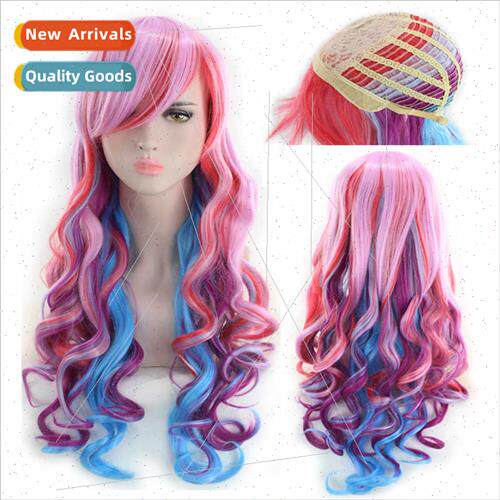 Europe wig female long hair cosplay anime wig gradient color