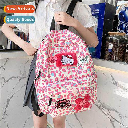 new ins girls backpack cute leopard print shoulder bag Japan