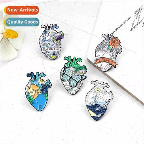 Drip Oil Alloy Brooch Cartoon Butterfly Rose Mountain Peak W
