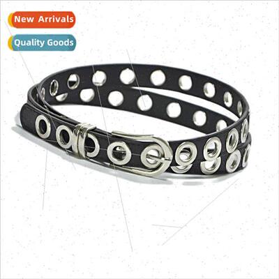 Women punk thin belt Hundreds imation leather perated air ey