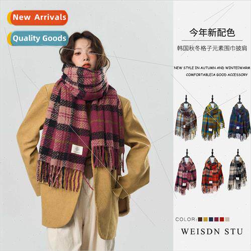 Autumn winter imation cashmere men women classic plaid tasse