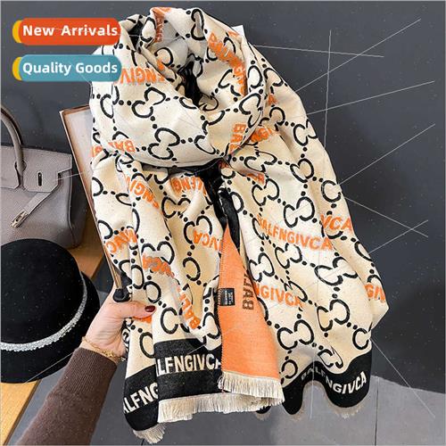 2023 Korean  new imation cashmere scarf female dual-use summ