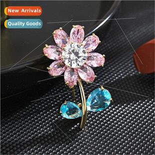 brooch blue 2023 lovely zirconia powder niche sweet fashion