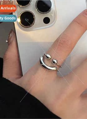 Smile metal ring women ins niche premium hundred index finge