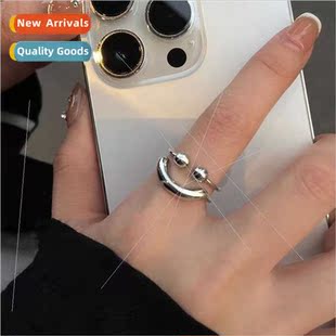 Smile metal ring women ins niche premium hundred index finge