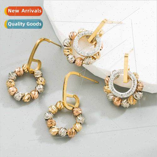 Creative trans beads earrings long tanium steel electroplate