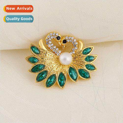 nd diamond-set swan brooch high-grade crystal badge corsage