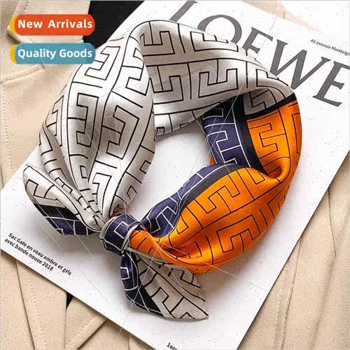 2021 new Korean  geometric pattern mulberry silk small silk