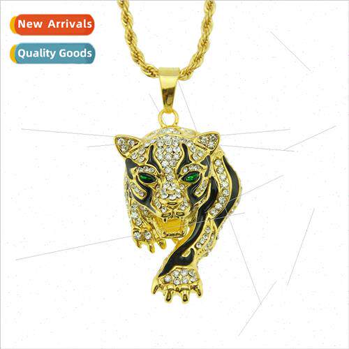 Hip Hop Jewelry Diamonds Green Eyes Tiger Head Men Pendant N