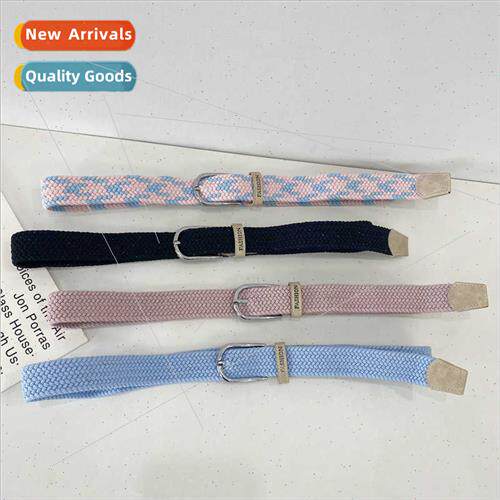 Hole-free belt women versatile jeans canvas belt woven elast