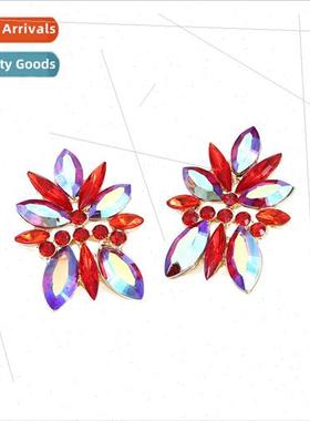 mple alloy wh colorful diamond flower earrings fashion super