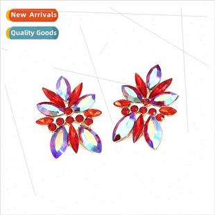 colorful diamond flower mple fashion earrings super alloy
