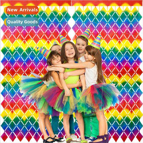 New matte colorful rhombus rain curtain birthday party decor