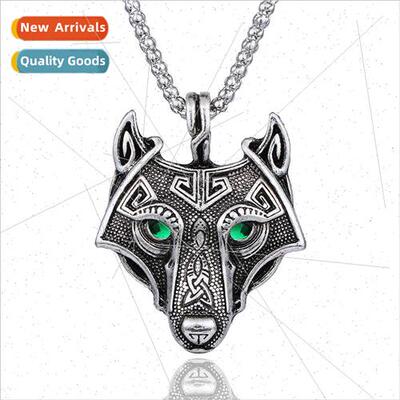 Celtic Wolf Head Necklace Scandinavian Pendant Charm Jewelle
