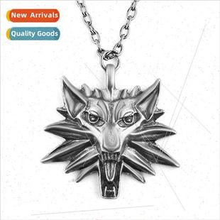 zinc alloy men new nec retro wcher3 head jewelry wolf