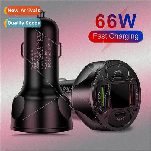 2USB+2Type-c Digal Car Charger 66W Super Fast Charger Car Ch
