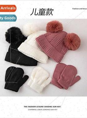 Korean ins fall winter new 2 sets wool ball wool cap men wom