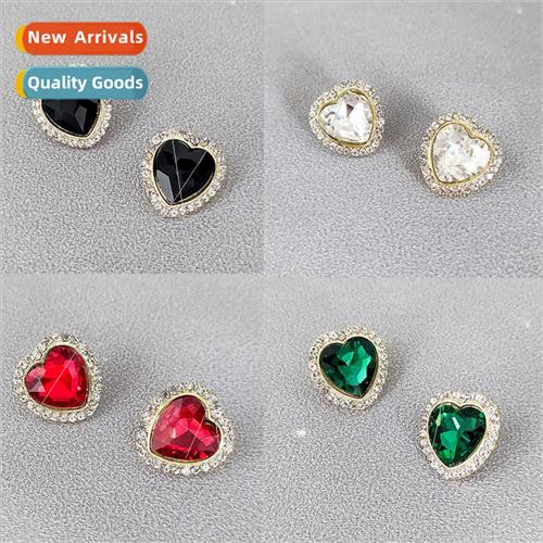 S925 silver needle French -simple earrings ins love heart-sh