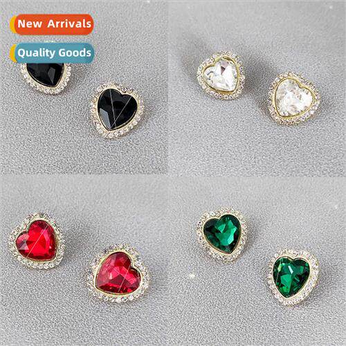S925 silver needle French -simple earrings ins love heart-sh