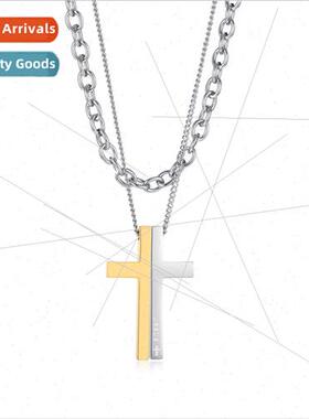 Europe Minimalist Stacked Tanium Cross Hip Hop Multi-Layered