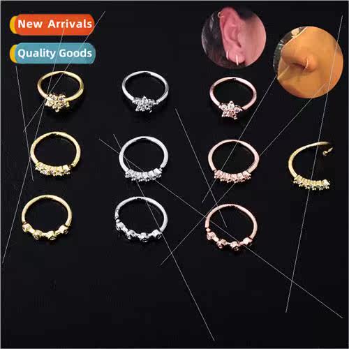 Zirconia Ear Bone Studs Flower Nose Stud Earrings Septum Bod