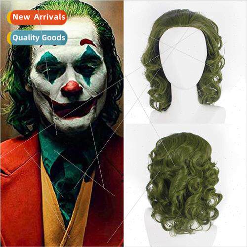 Europe cosplay clown joker Fleck green medium-length curly h