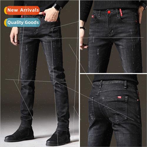2022 new spring fall men jeans Korean  Slim elastic small le