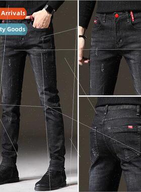2022 new spring fall men jeans Korean  Slim elastic small le