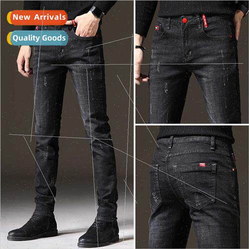 2022 new spring fall men jeans Korean  Slim elastic small le
